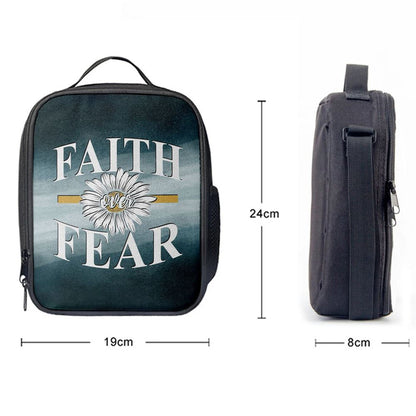 Daisy Flower Faith Over Fear Lunch Bag, Christian Lunch Bag For School, Picnic, Religious Lunch Bag