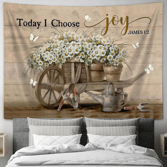 Daisy Flower Today I Choose Joy Tapestry Prints - Religious Tapestry Art - Christian Home Decor