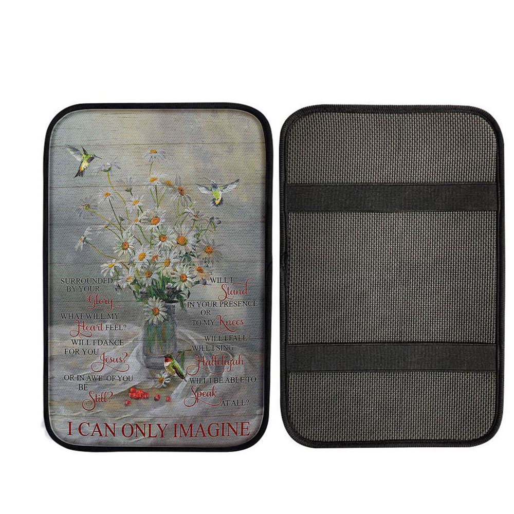 Daisy Hummingbird Cranberry I Can Only Imagine Car Center Console Cover, Christian Car Accessories