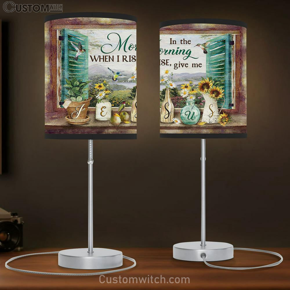 Daisy Hummingbird In The Morning When I Rise Give Me Jesus Table Lamb Gift - Bible Verse Table Lamb - Religious Bedroom Decor