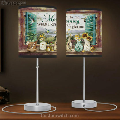 Daisy Hummingbird In The Morning When I Rise Give Me Jesus Table Lamb Gift - Bible Verse Table Lamb - Religious Bedroom Decor