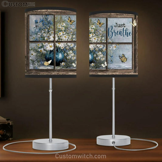 Daisy Vase, Antique Window, Colorful Butterfly, Just Breathe Table Lamb