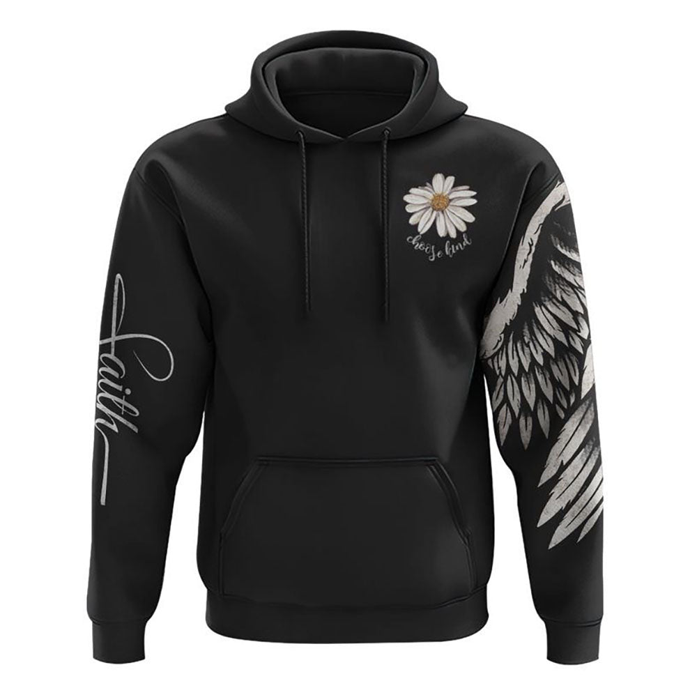 Daisy Wings Cross Faith All Over Print 3D Hoodie, Christian Hoodie, Christian Sweatshirt, Bible Verse Shirt