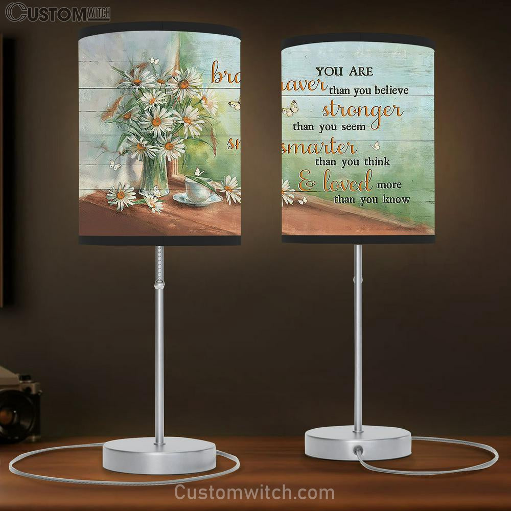 Daisy You are braver than you believe Table Lamb Gift - Bible Verse Table Lamb - Religious Bedroom Decor