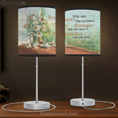 Daisy You are braver than you believe Table Lamb Gift - Bible Verse Table Lamb - Religious Bedroom Decor