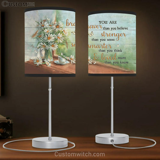 Daisy You are braver than you believe Table Lamb Gift - Bible Verse Table Lamb - Religious Bedroom Decor