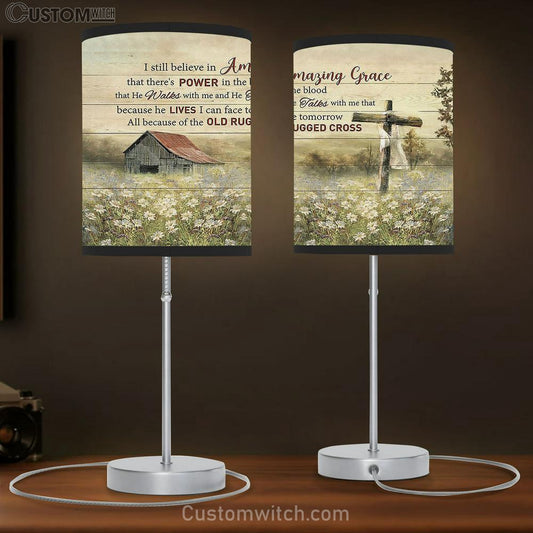 Daisy field I still believe in Grace Table Lamb Gift - Bible Verse Table Lamb - Religious Bedroom Decor