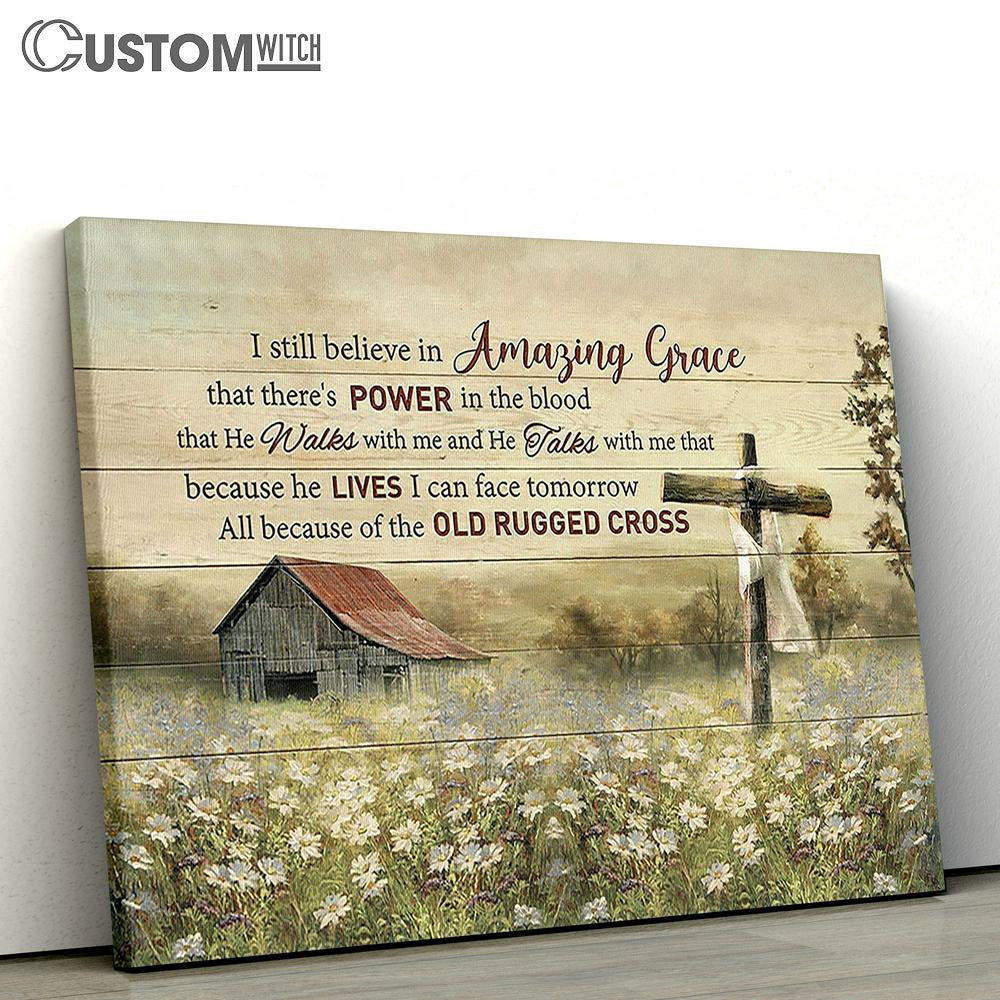 Daisy field I still believe in Grace Canvas Wall Art - Bible Verse Canvas - Religious Prints