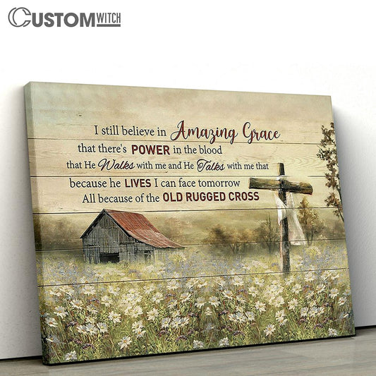 Daisy field I still believe in Grace Canvas Wall Art - Bible Verse Canvas - Religious Prints