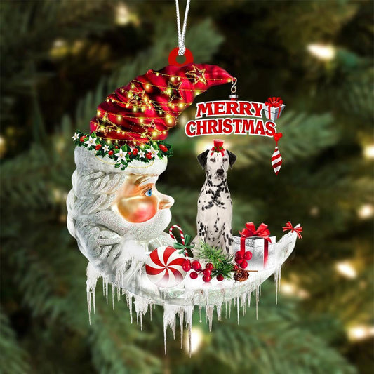 Dalmatian On The Moon Merry Christmas Hanging Ornament, Christmas Gift, Christmas Tree Decorations, Christmas Ornament 2023
