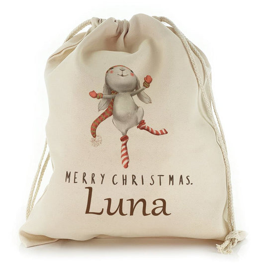 Dancing Grey Rabbit Christmas Sack, Gift For Chidren, Christmas Bag Gift, Christmas Gift 2023
