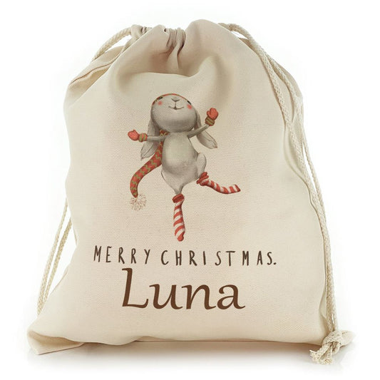 Dancing Grey Rabbit Christmas Sack, Gift For Chidren, Christmas Bag Gift, Christmas Gift 2023