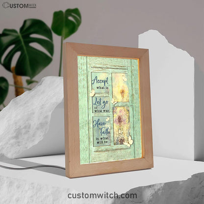 Dandelion Accept What Is Let Go Frame Lamp Art - Bible Verse Art - Christian Inspirational Decor