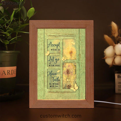 Dandelion Accept What Is Let Go Frame Lamp Art - Bible Verse Art - Christian Inspirational Decor