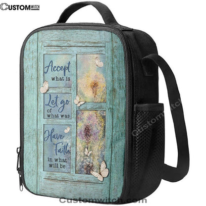 Dandelion Accept What Is Let Go Lunch Bag, Christian Lunch Bag For School, Picnic, Religious Lunch Bag