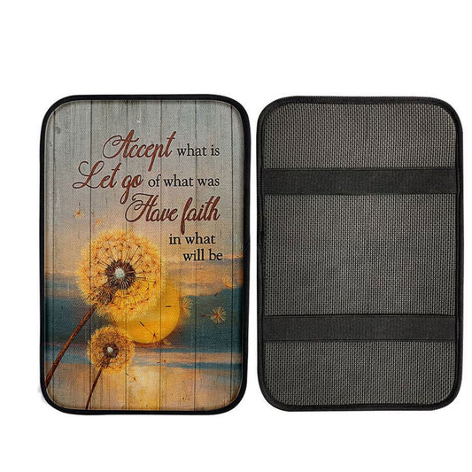 Dandelion Accept What Let Go Have Faith Car Center Console Cover, Christian Car Accessories