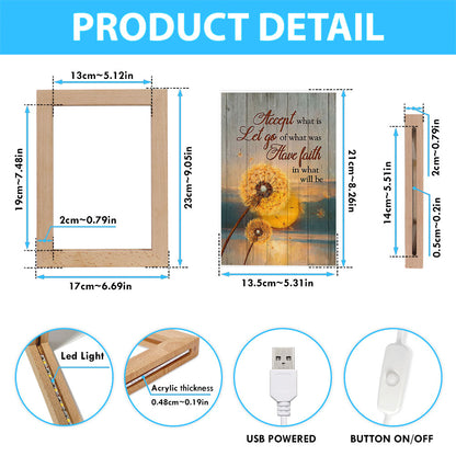 Dandelion Accept What Let Go Have Faith Frame Lamp Art - Bible Verse Art - Christian Inspirational Decor