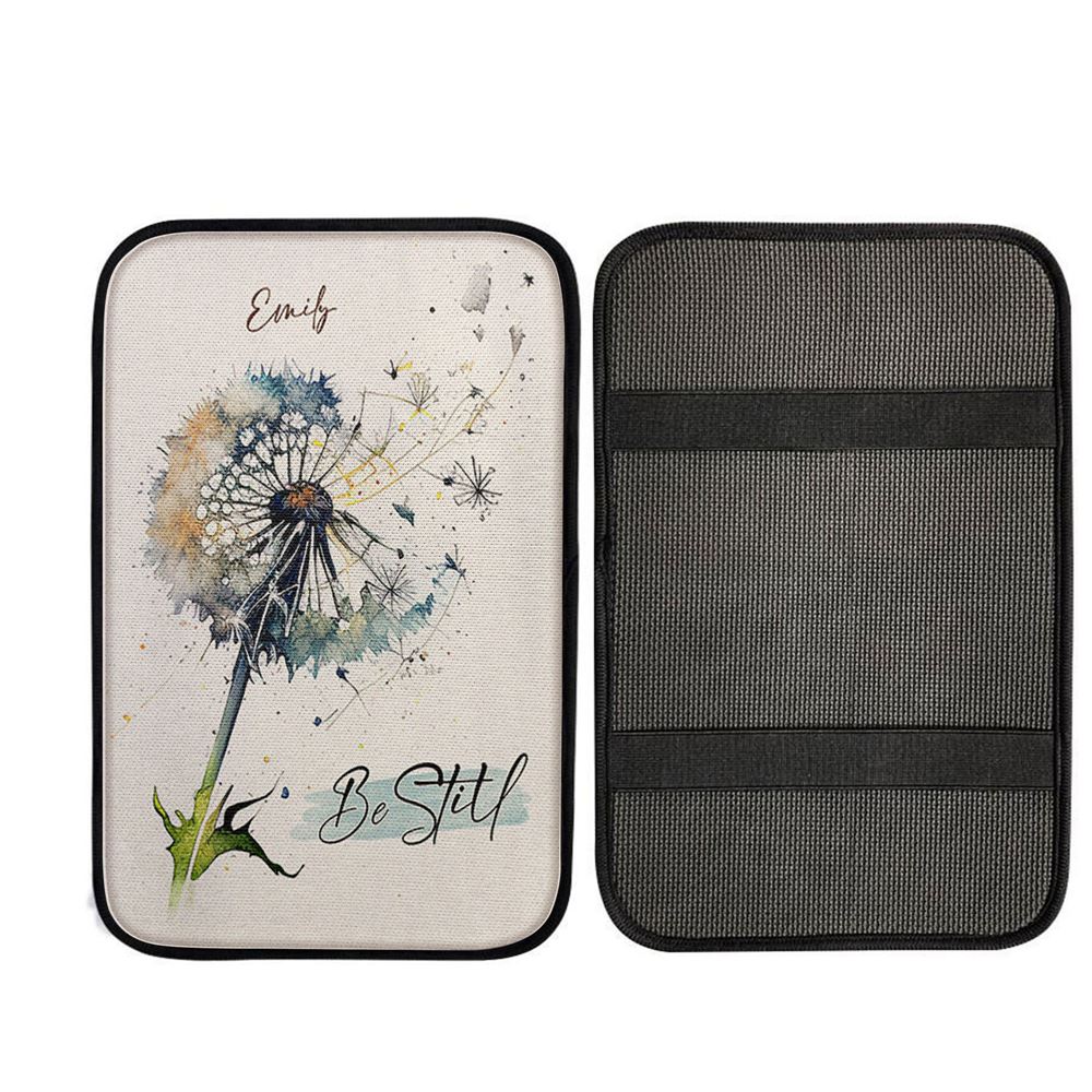 Dandelion Be Still Personalized Car Center Console Cover - Bible Verse Gift For Women Of God, Christian Car Accessories