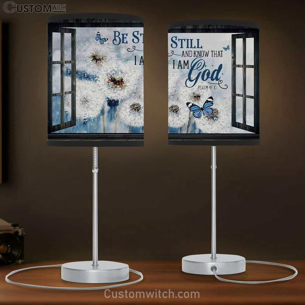 Dandelion Butterfly Be Still And Know Table Lamb Gift Print - Christian Bedroom Decor