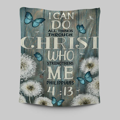 Dandelion Butterfly I Can Do All Things Through Christ Who Strengthens Me Tapestry Art - Bible Verse Wall Art - Religious Home Decor