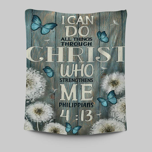 Dandelion Butterfly I Can Do All Things Through Christ Who Strengthens Me Tapestry Art - Bible Verse Wall Art - Religious Home Decor