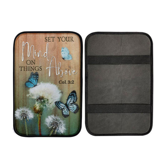 Dandelion Butterfly Set Your Mind On Things Above Car Center Console Cover, Christian Car Accessories