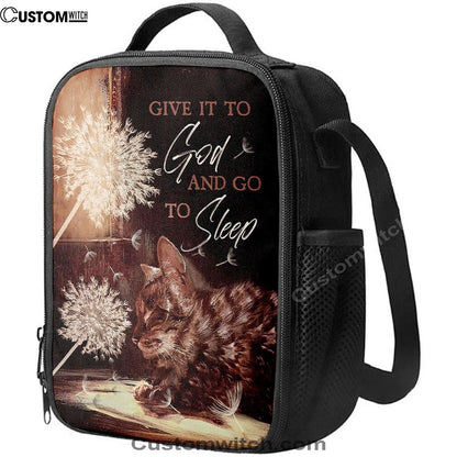 Dandelion Cat Give It To God And Go To Sleep Lunch Bag, Christian Lunch Bag For School, Picnic, Religious Lunch Bag