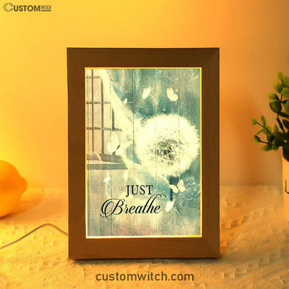 Dandelion Crystal Butterfly Bible Verse - Just Breathe Frame Lamp Art - Christian Night Light - Bible Verse Wooden Lamp