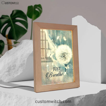 Dandelion Crystal Butterfly Bible Verse - Just Breathe Frame Lamp Art - Christian Night Light - Bible Verse Wooden Lamp