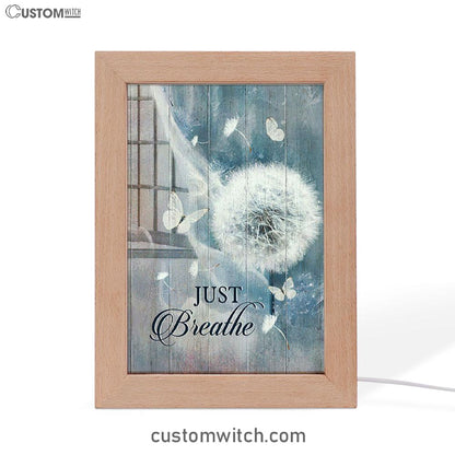 Dandelion Crystal Butterfly Bible Verse - Just Breathe Frame Lamp Art - Christian Night Light - Bible Verse Wooden Lamp