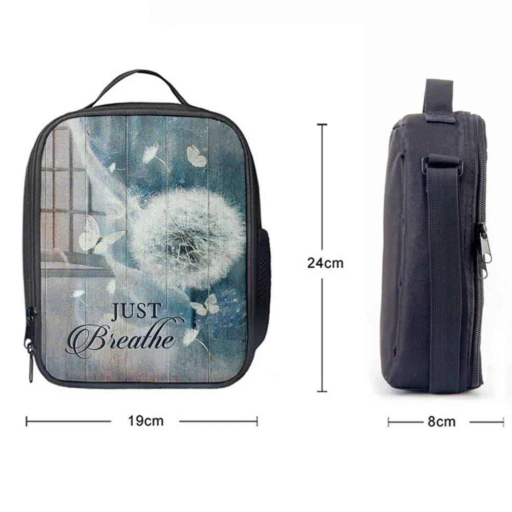 Dandelion Crystal Butterfly Bible Verse Lunch Bags, Christian Lunch Bag For School, Picnic, Religious Lunch Bag