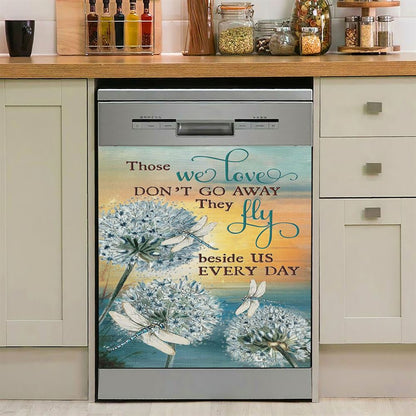 Dandelion Dragonfly Those We Love Don'T Go Away Dishwasher Cover, Christian Dishwasher Magnet Cover, Religious Kitchen Decor