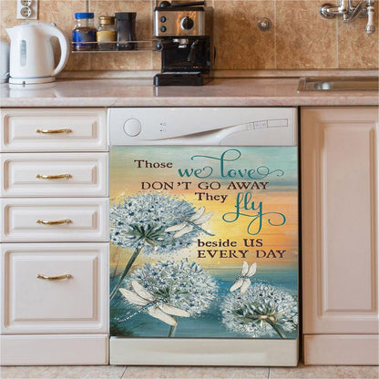 Dandelion Dragonfly Those We Love Don'T Go Away Dishwasher Cover, Christian Dishwasher Magnet Cover, Religious Kitchen Decor