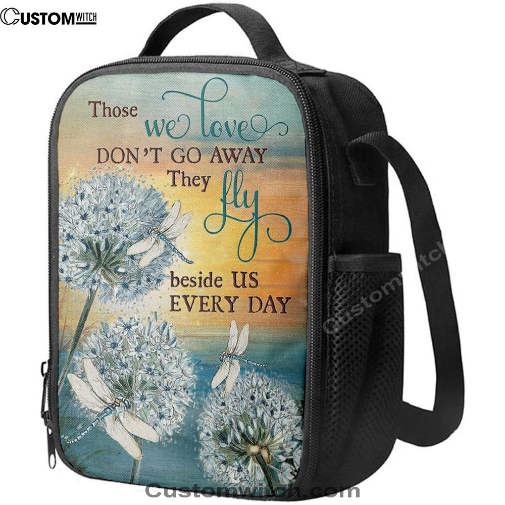 Dandelion Dragonfly Those We Love Don'T Go Away Lunch Bag, Christian Lunch Bag For School, Picnic, Religious Lunch Bag