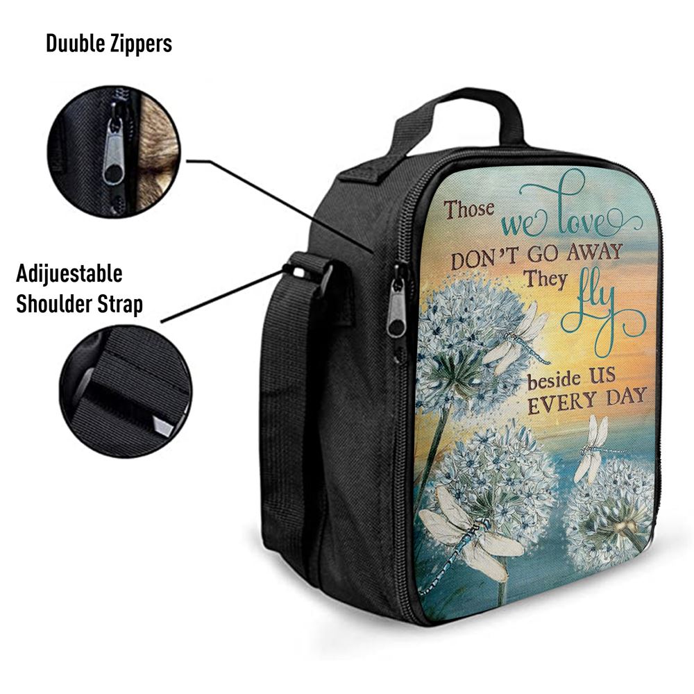 Dandelion Dragonfly Those We Love Don'T Go Away Lunch Bag, Christian Lunch Bag For School, Picnic, Religious Lunch Bag