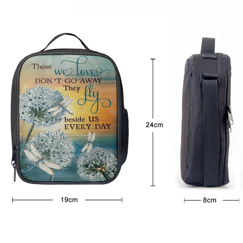 Dandelion Dragonfly Those We Love Don'T Go Away Lunch Bag, Christian Lunch Bag For School, Picnic, Religious Lunch Bag