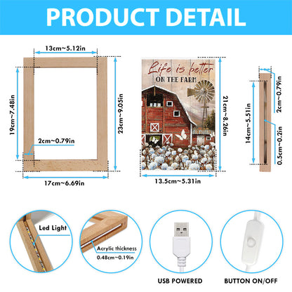 Dandelion Field Life Is Better On The Farm Frame Lamp - Christian Art - Religious Home Decor