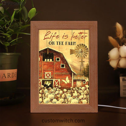 Dandelion Field Life Is Better On The Farm Frame Lamp - Christian Art - Religious Home Decor