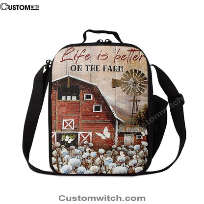 Dandelion Field Life Is Better On The Farm Lunch Bag, Christian Lunch Bag For School, Picnic, Religious Lunch Bag