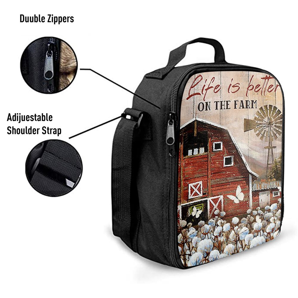 Dandelion Field Life Is Better On The Farm Lunch Bag, Christian Lunch Bag For School, Picnic, Religious Lunch Bag
