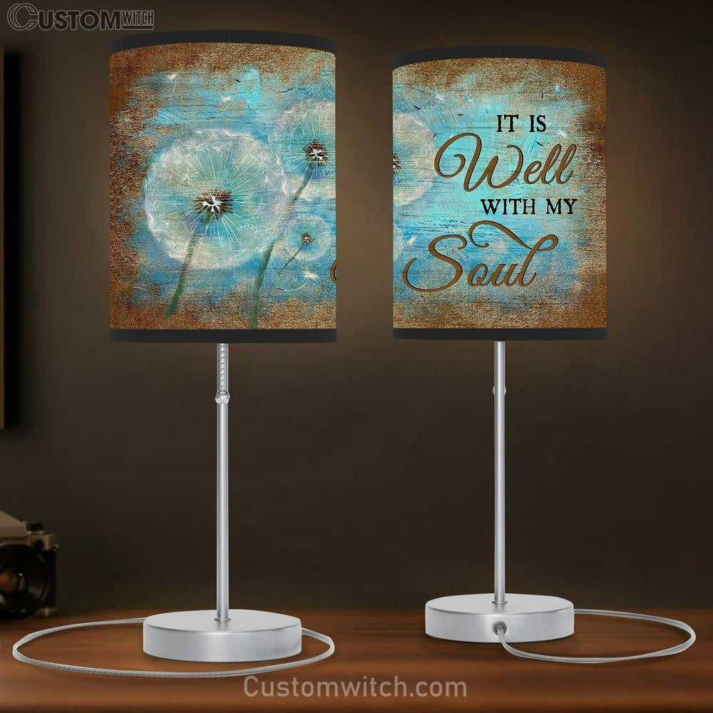 Dandelion It is well with my soul Table Lamb Gift - Bible Verse Table Lamb - Religious Bedroom Decor