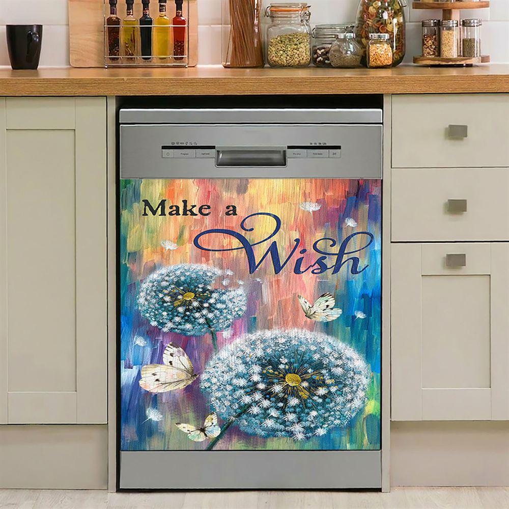 Dandelion Make A Wish Dishwasher Cover, Bible Verse Dishwasher Magnet Cover, Christian Inspirational Kitchen Decor