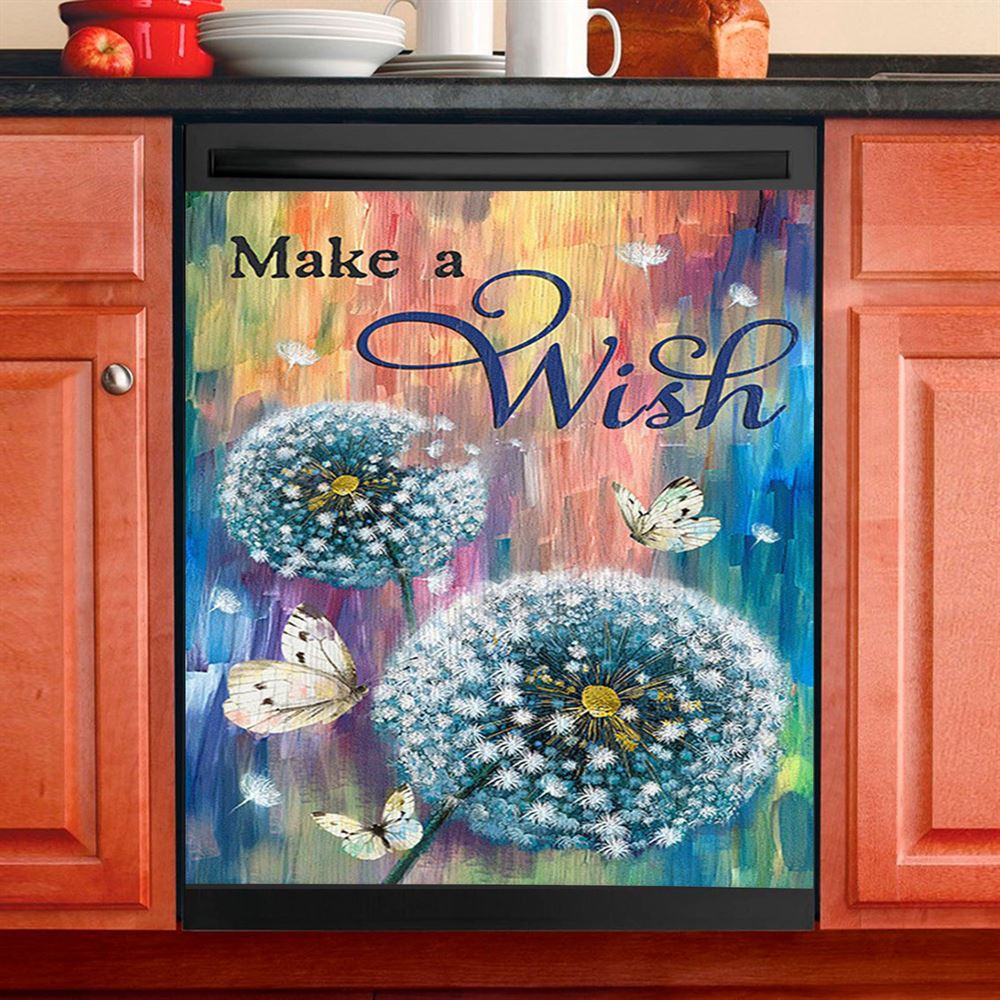 Dandelion Make A Wish Dishwasher Cover, Bible Verse Dishwasher Magnet Cover, Christian Inspirational Kitchen Decor