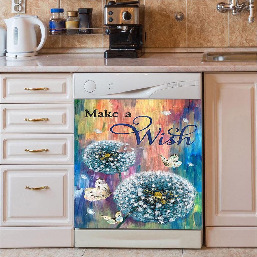 Dandelion Make A Wish Dishwasher Cover, Bible Verse Dishwasher Magnet Cover, Christian Inspirational Kitchen Decor