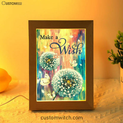 Dandelion Make A Wish Frame Lamp Art - Bible Verse Art - Christian Inspirational Decor