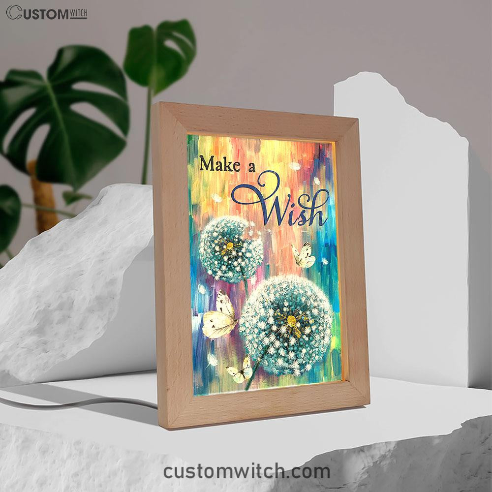 Dandelion Make A Wish Frame Lamp Art - Bible Verse Art - Christian Inspirational Decor