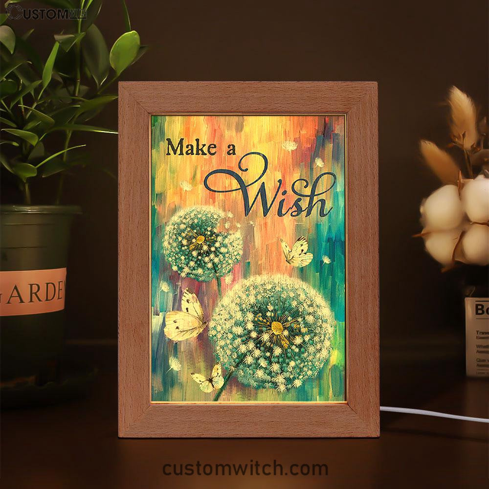 Dandelion Make A Wish Frame Lamp Art - Bible Verse Art - Christian Inspirational Decor