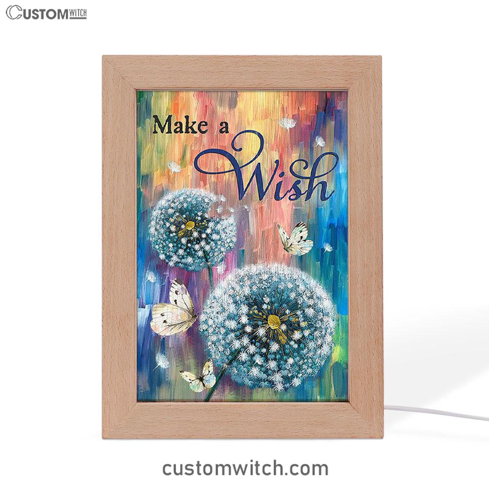 Dandelion Make A Wish Frame Lamp Art - Bible Verse Art - Christian Inspirational Decor