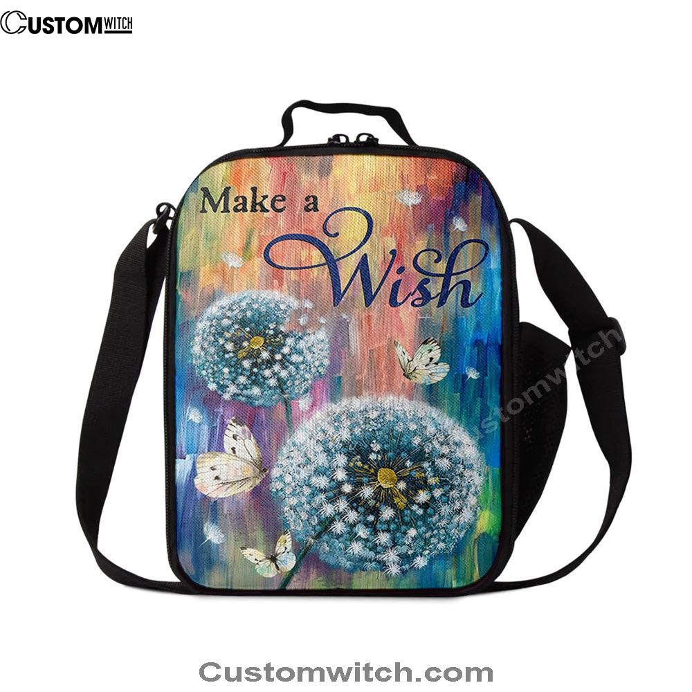 Dandelion Make A Wish Lunch Bag, Christian Lunch Bag For School, Picnic, Religious Lunch Bag