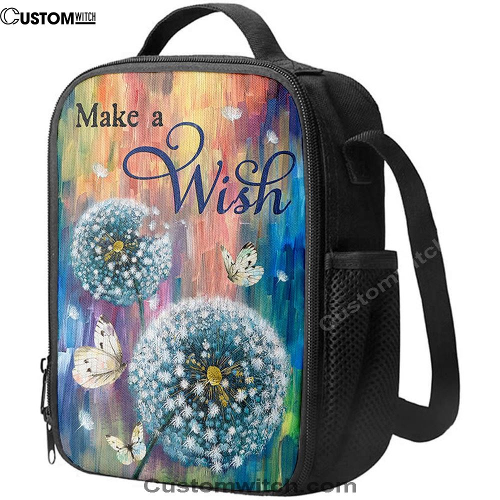 Dandelion Make A Wish Lunch Bag, Christian Lunch Bag For School, Picnic, Religious Lunch Bag